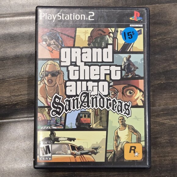 Grand Theft Auto San Andreas GTA PlayStation 2 PS2 Black Label Complete W/ Map - Picture 1 of 5
